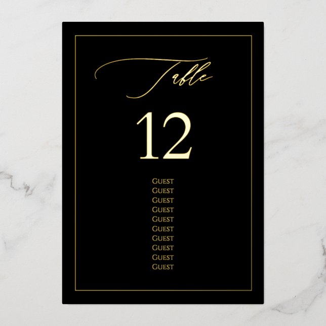 Numéro de table de calligraphie Luxe avec feuille  (Recto)