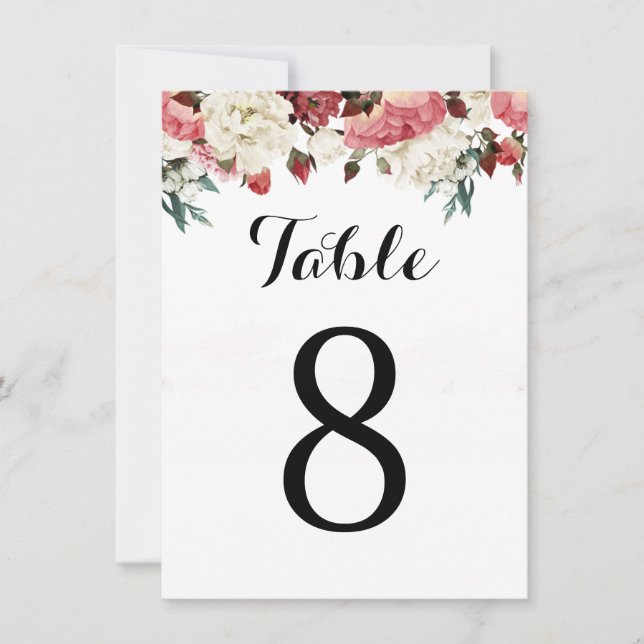 Numéro de table de carton d'invitation de mariage  (Devant)