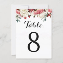 Numéro de table de carton d'invitation de mariage