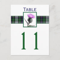 Numéro de table de chardon de Tartan blanc, violet