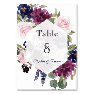Numéro de table de charme lavande pourpre floral f