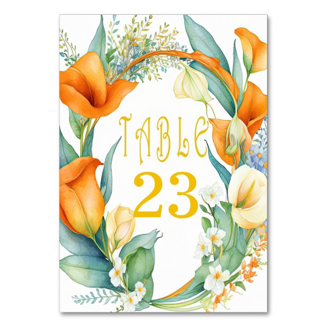 Numéro de table de classe Orange et Ivory Calla (Par défaut)