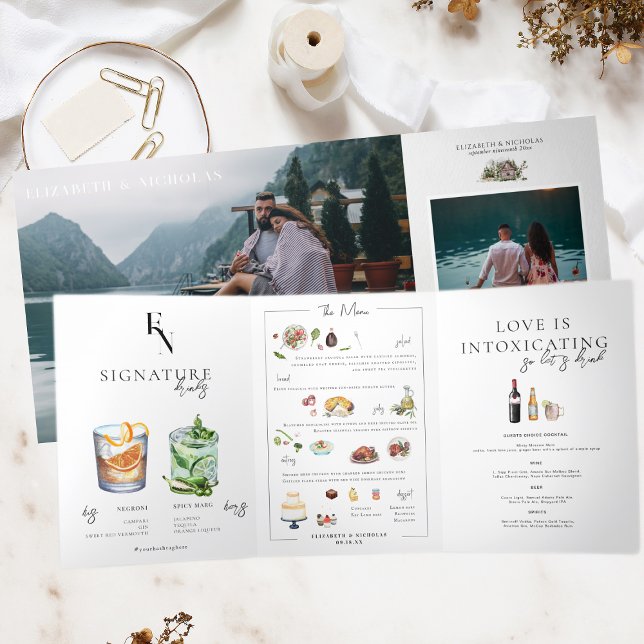 Numéro de table de cocktails avec menu photo et il (Créateur téléchargé)