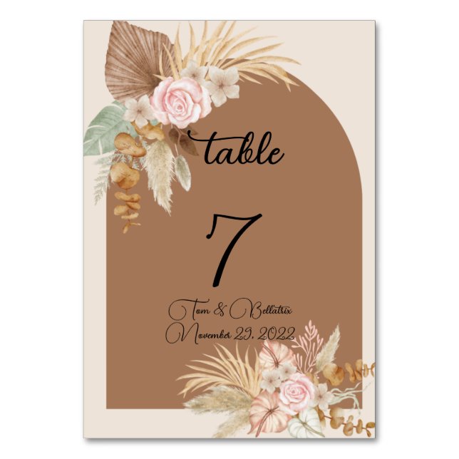Numéro de table de conception florale bohème (Par défaut)