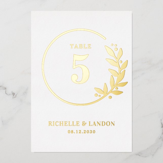 Numéro de table de couleur modifiable FOIL Wreath  (Recto)
