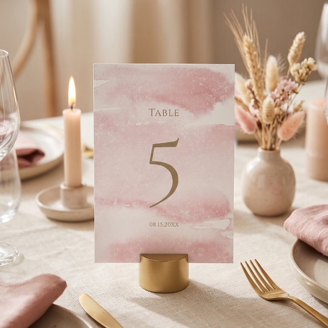 Numéro de table de dédicace de bébé à l'aquarelle  (Blush Pink Watercolor Baby Dedication Table Number)