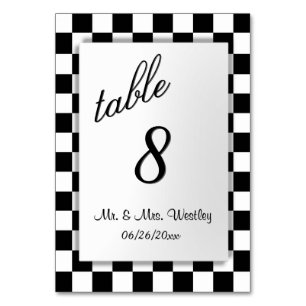 Numéro de table de drapeau à damier