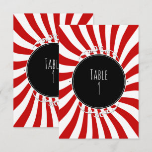 Numéro de table de fête à rayures fantaisistes rou