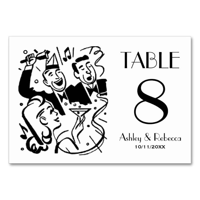Numéro de table de fête de cocktail Art Déco perso (Devant)
