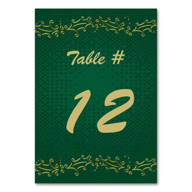 Numéro de table de fête de Noël vert et or (Par défaut)