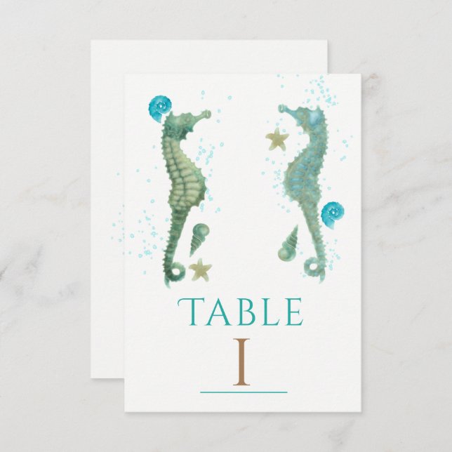 Numéro de table de fête de plage à l'aquarelle Deu (Devant / Derrière)