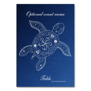 Numéro de table de fête de plage bleue de tortue d