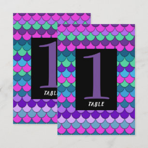 Numéro de table de fête de sirène multicolore colo