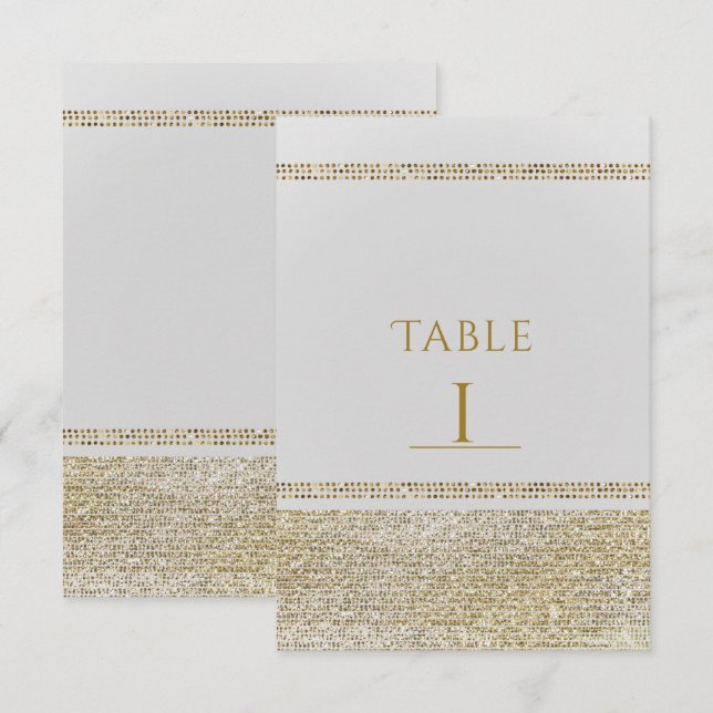 Numéro de table de fête Glam Chic or étincelant et (Devant / Derrière)