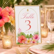 Numéro de table de fiançailles tropicale