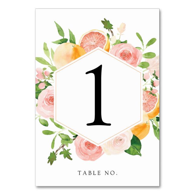Numéro de table de fruit d'agrumes rose (Par défaut)