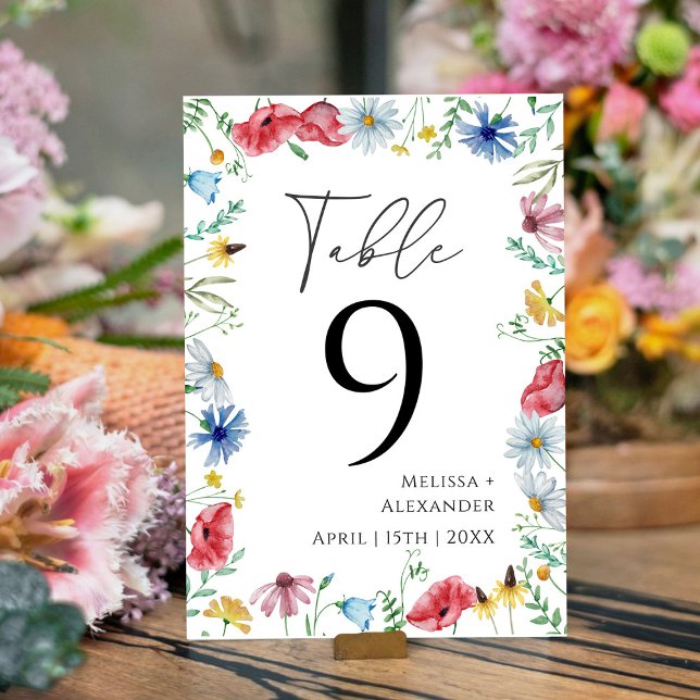 Numéro de table de jardin de fleurs sauvages Boho (Créateur téléchargé)