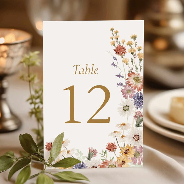 Numéro de table de la douche de mariée Fleur sauva (Wildflower Bridal Shower Table Number)