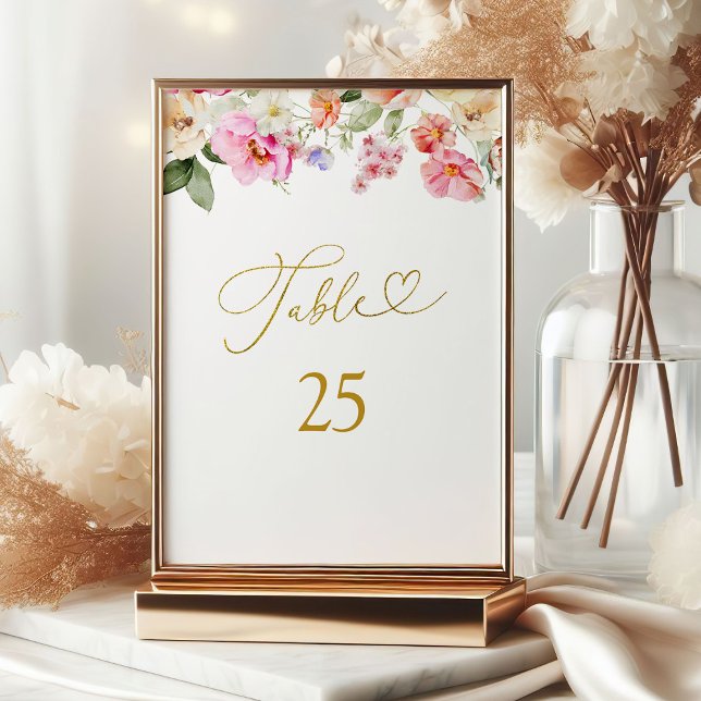 Numéro de table de la douche de mariée Fleurs d'am (Créateur téléchargé)