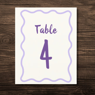 Numéro de table de la Fête des mariées violet en g