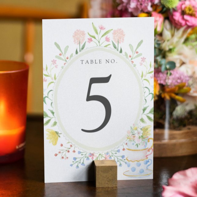 Numéro de table de la fête du thé aux fleurs sauva (Créateur téléchargé)