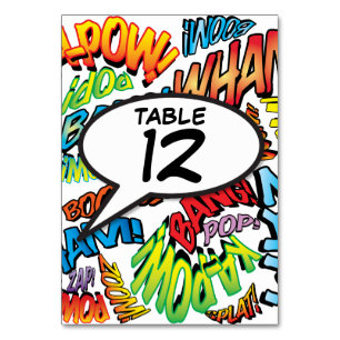 Numéro de table de la Pop Art de livre de bande de