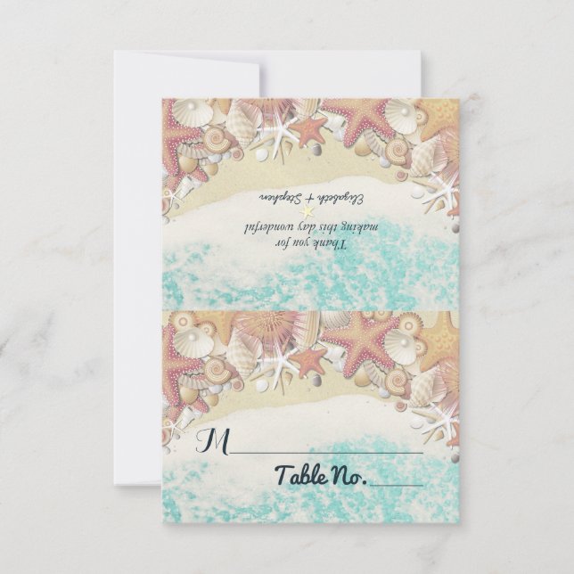 Numéro de table de lieu de mariage Été Plage Étoil (Devant)