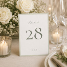Numéro de table de mariage 5 x 7 Vert Pistache
