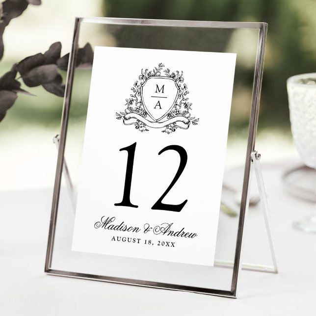 Numéro de table de mariage à armoiries florales no (Créateur téléchargé)