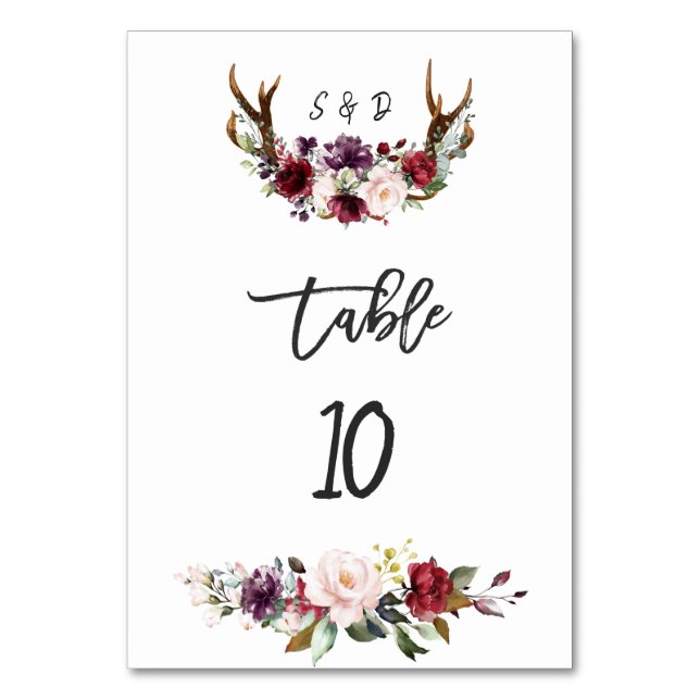 Numéro de table de mariage à bois de cerf floral b (Par défaut)