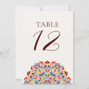 Numéro de table de mariage à bordure florale ivoir