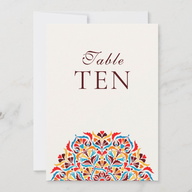 Numéro de table de mariage à bordure florale ivoir (Devant)