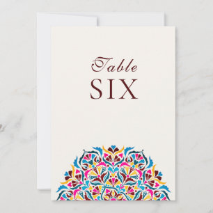 Numéro de table de mariage à bordure florale ivoir