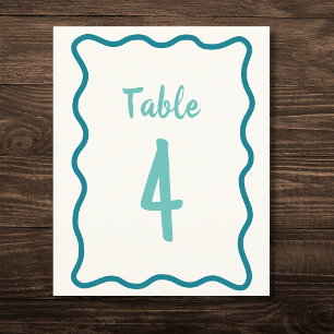 Numéro de table de mariage à bordure ondulée gras