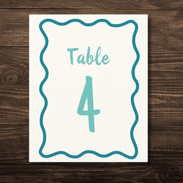 Numéro de table de mariage à bordure ondulée gras  (Créateur téléchargé)