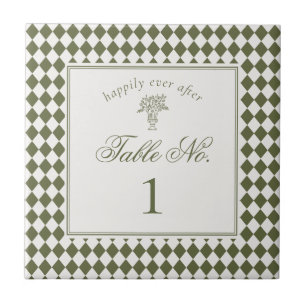 Numéro de table de mariage à carreaux Harlequin ve