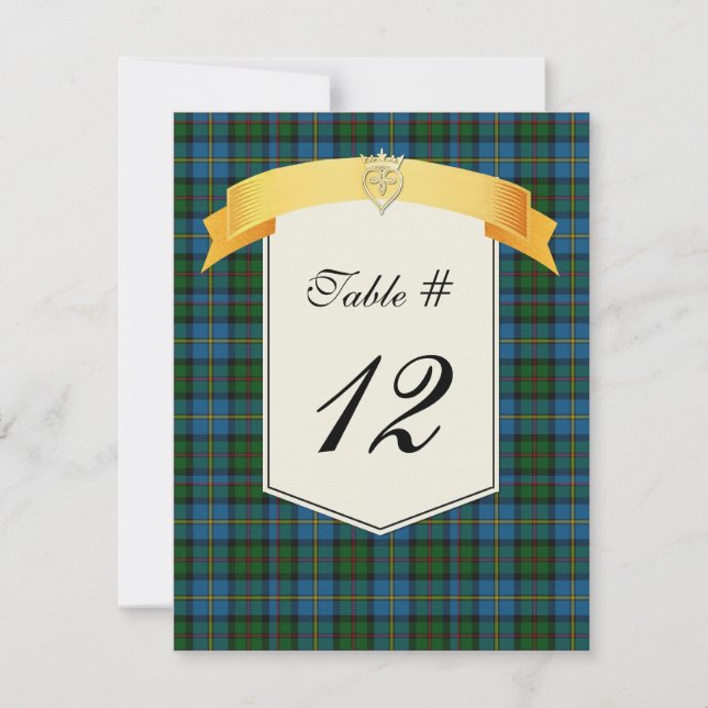 Numéro de table de mariage à carreaux tartan du cl (Devant)
