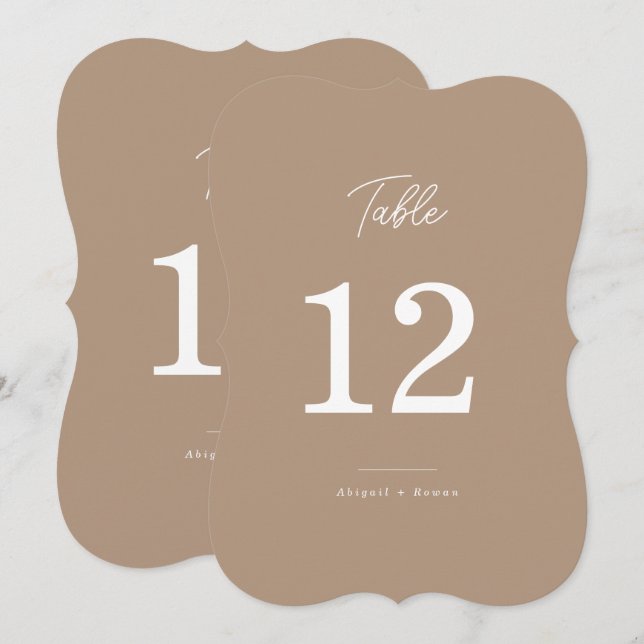 Numéro de table de mariage à découper en écriture  (Devant / Derrière)