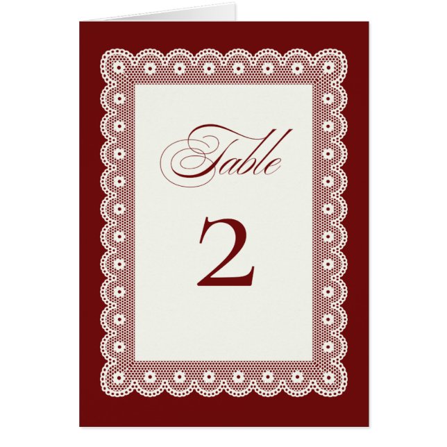 Numéro de table de mariage à dentelle rouge - Déco (Devant)