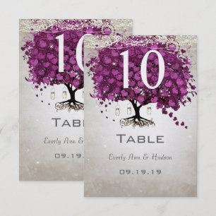 Numéro de table de mariage à feuille de cœur Sangr