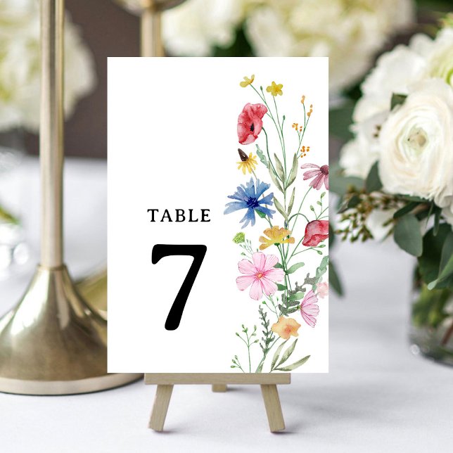 Numéro de table de mariage à fleurs sauvages éléga (Créateur téléchargé)