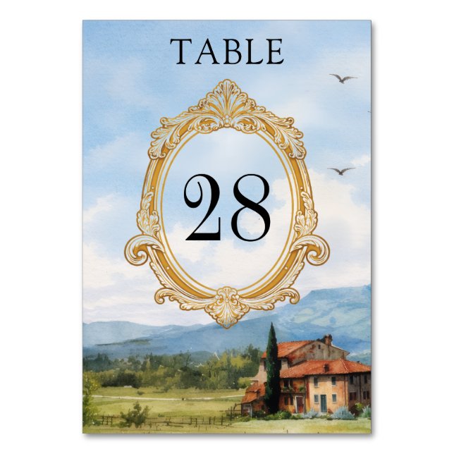 Numéro de table de mariage à la campagne toscane (Par défaut)