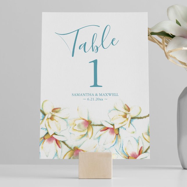 Numéro de table de mariage à la fleur de magnolia (Créateur téléchargé)