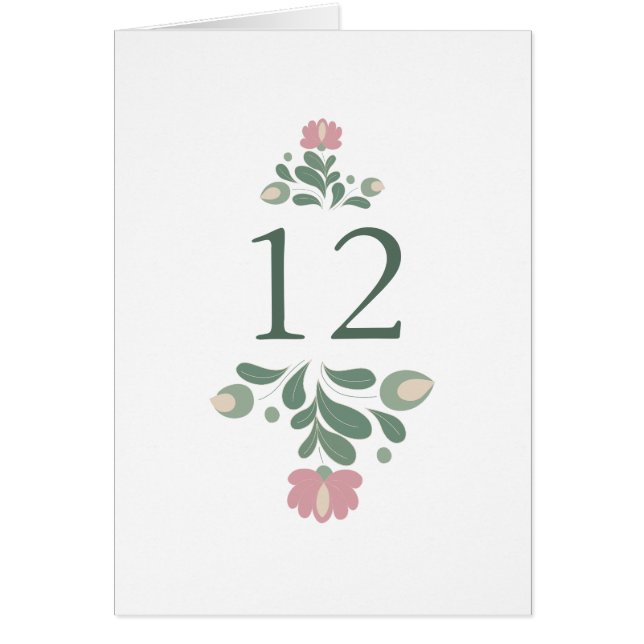 Numéro de table de mariage à la fleur sauvage vert (Devant)