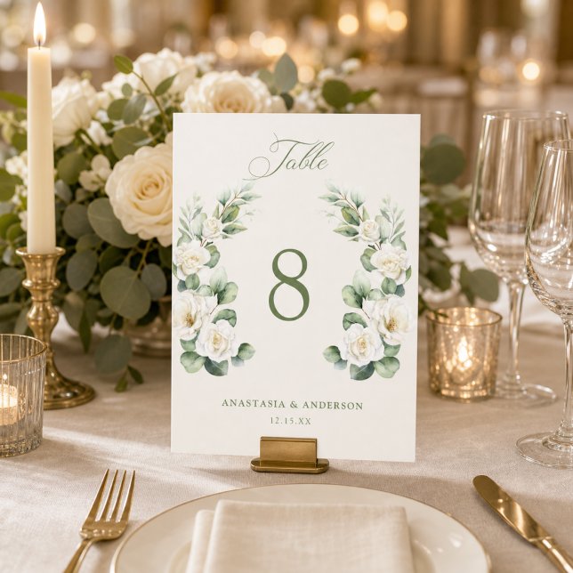 Numéro de table de mariage à la verdure botanique  (Créateur téléchargé)
