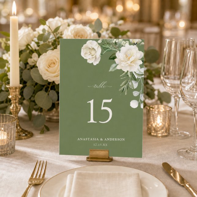Numéro de table de mariage à la verdure botanique  (Créateur téléchargé)