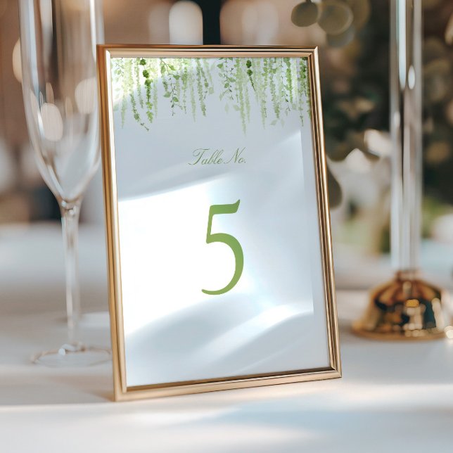 Numéro de table de mariage à la verdure en cascade (Créateur téléchargé)