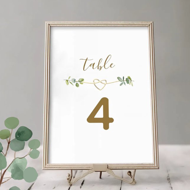 Numéro de table de mariage à la verdure neutre élé (Créateur téléchargé)