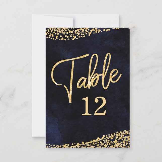 Numéro de table de mariage à l'aquarelle bleue mar (Devant)