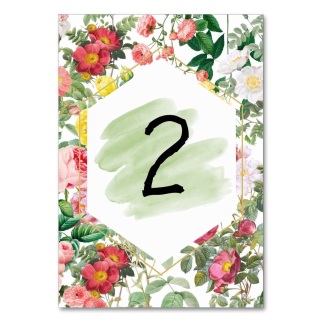 Numéro de table de mariage à l'aquarelle de jardin (Par défaut)